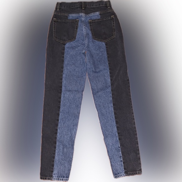 Pacsun UHR Ultra High Rise Slim Black Blue Colorblock Jean 24 Straight Cut Ankle - Picture 5 of 12